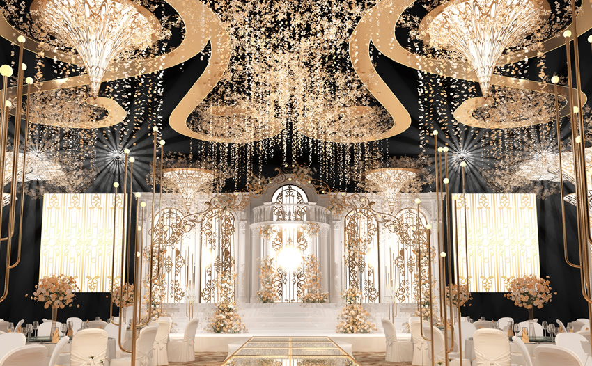 沙湾花木兰喜事汇金色大厅效果展示